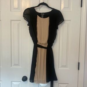 Wrapper Black Sheath Mini Dress with Flutter Cap Sleeves